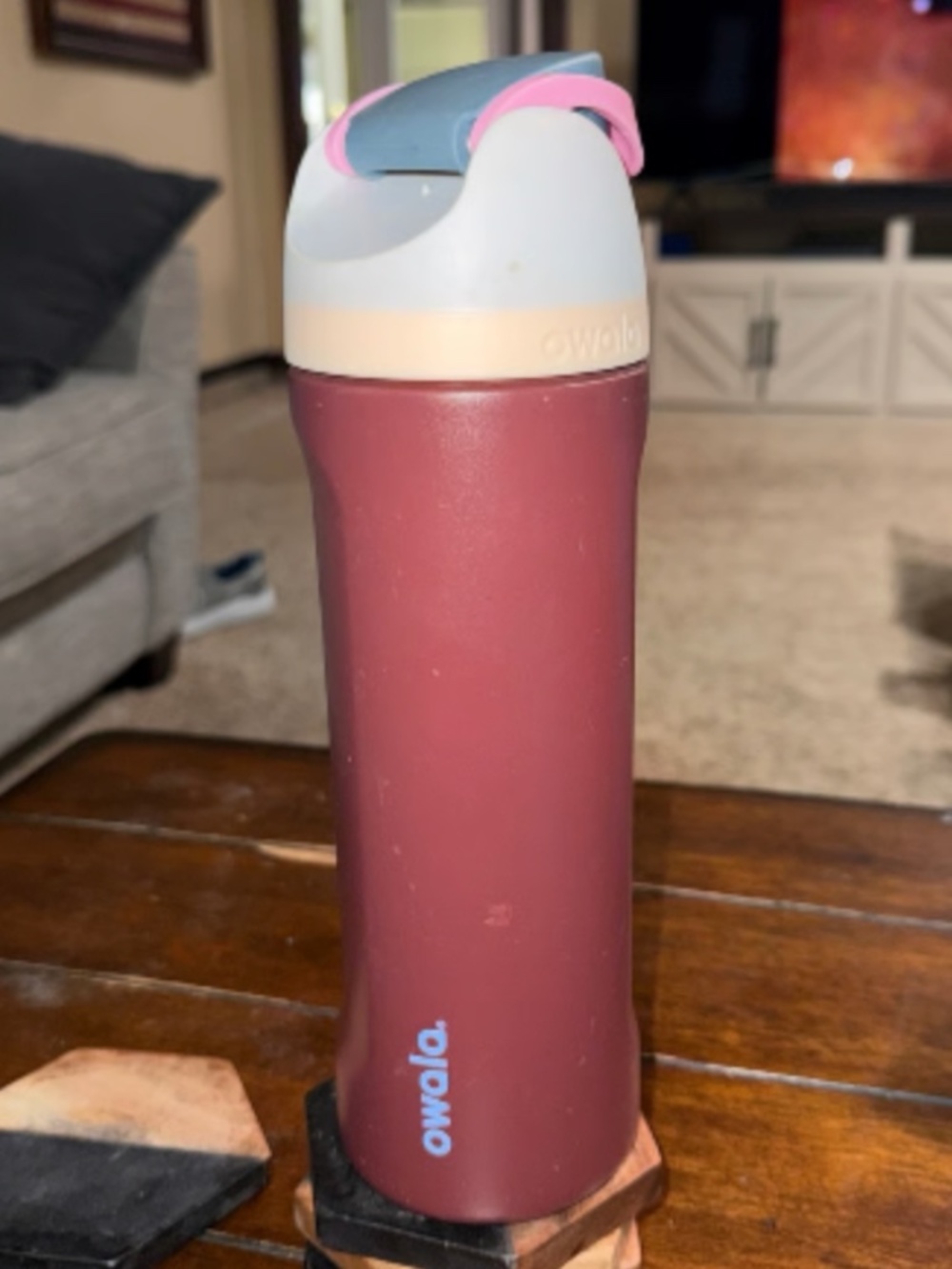 Owala FreeSip 24 oz Burgundy Insulated Stainless Water Bottle NO STRAW
